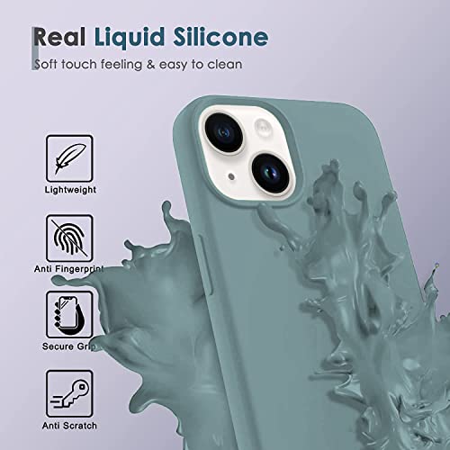 Silicone Case Iphone 13 & Iphone 14 Case Non-Slip Full Body Protective Shockproof Back Cover (Cactus,6.7 Inch) Cactus,Green