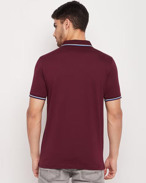 UNIBERRY Men's Cotton Half Sleeves Solid Polo Neck T-shirt
