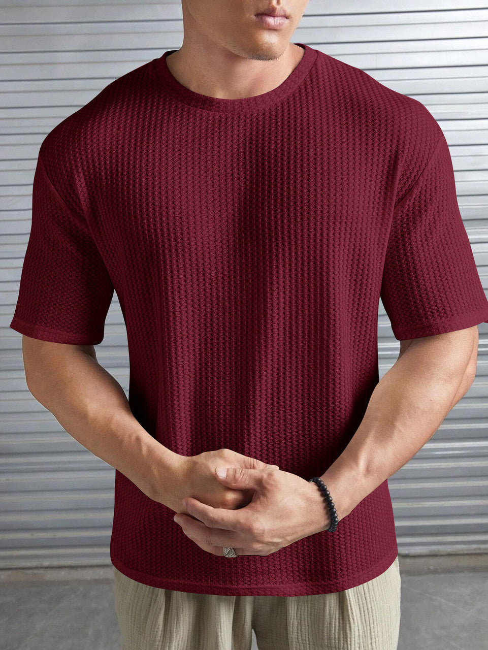 At last fashion Men Popcorn Round Neck Regular Tshirts
