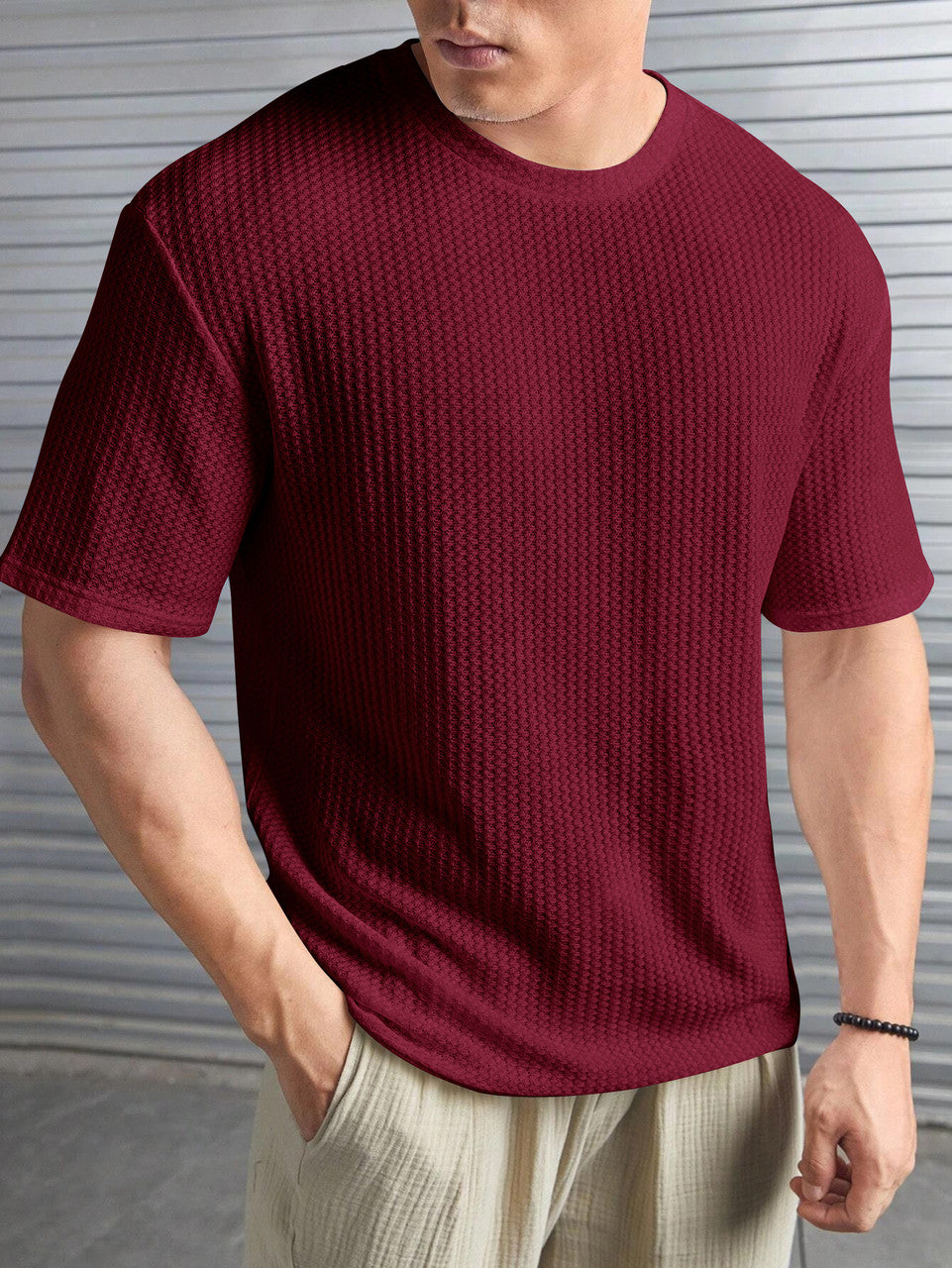 At last fashion Men Popcorn Round Neck Regular Tshirts
