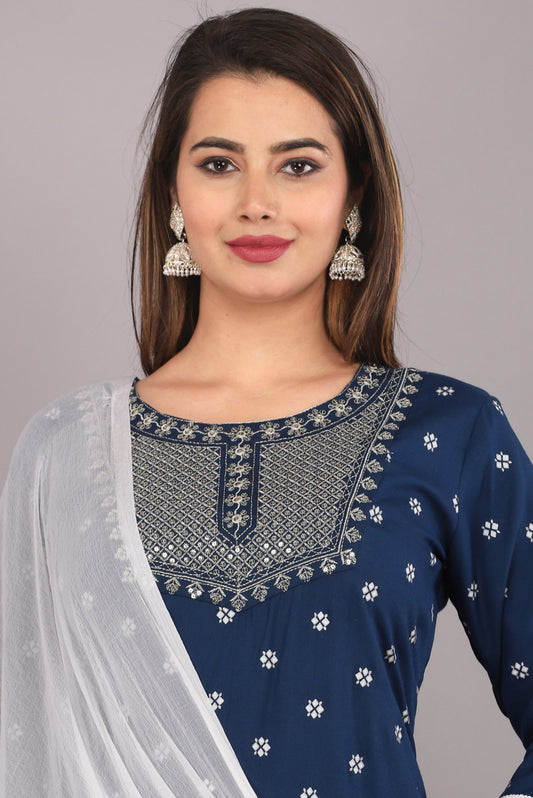 RAYON NECK EMROIDERY 3 PC SUIT FOR WOMAN FASHION