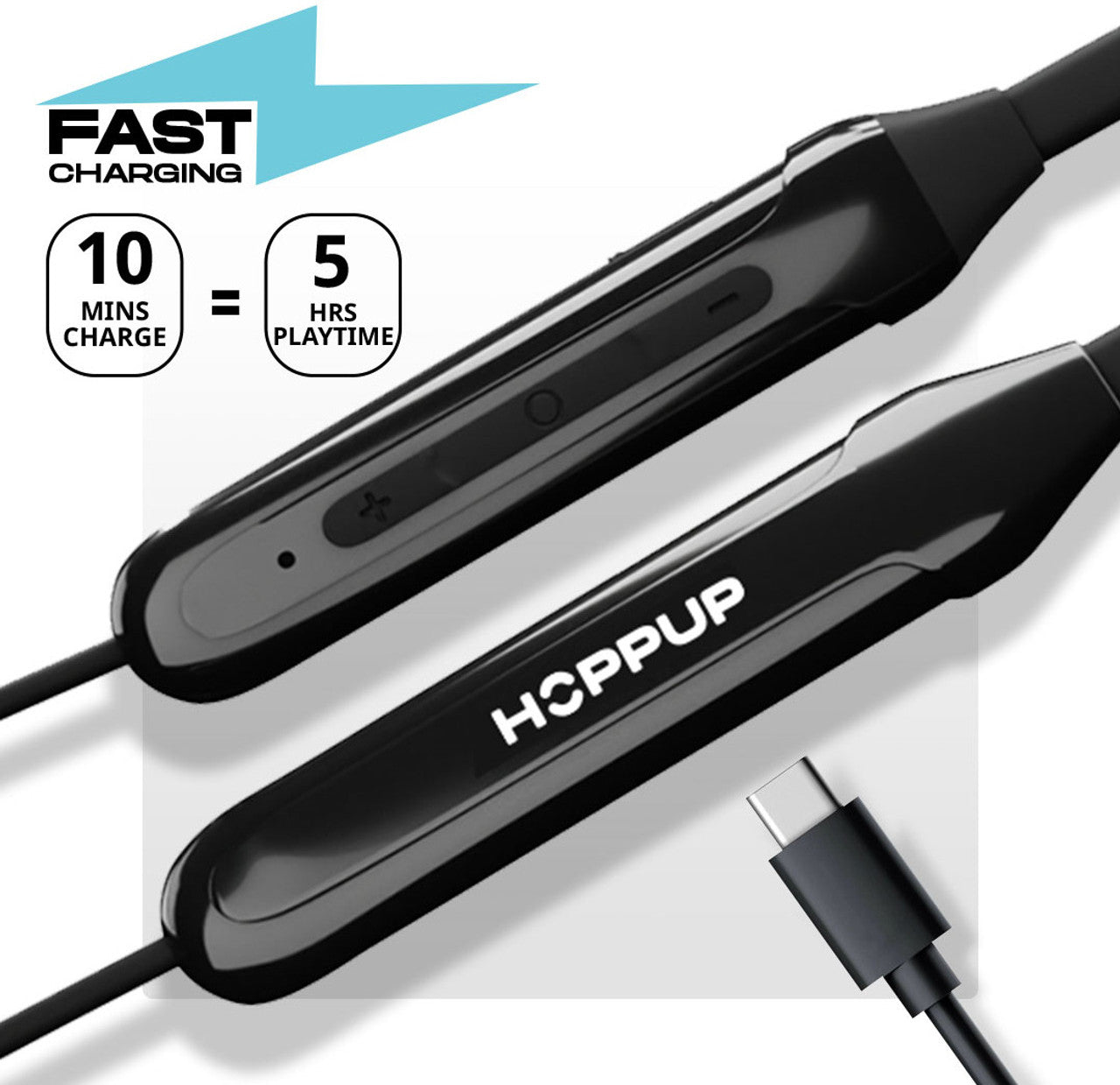 HOPPUP ALPHA Neckband with 50H Playtime, Gaming Mode, ENC & Made In India Bluetooth