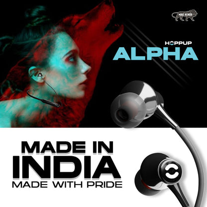 HOPPUP ALPHA Neckband with 50H Playtime, Gaming Mode, ENC & Made In India Bluetooth