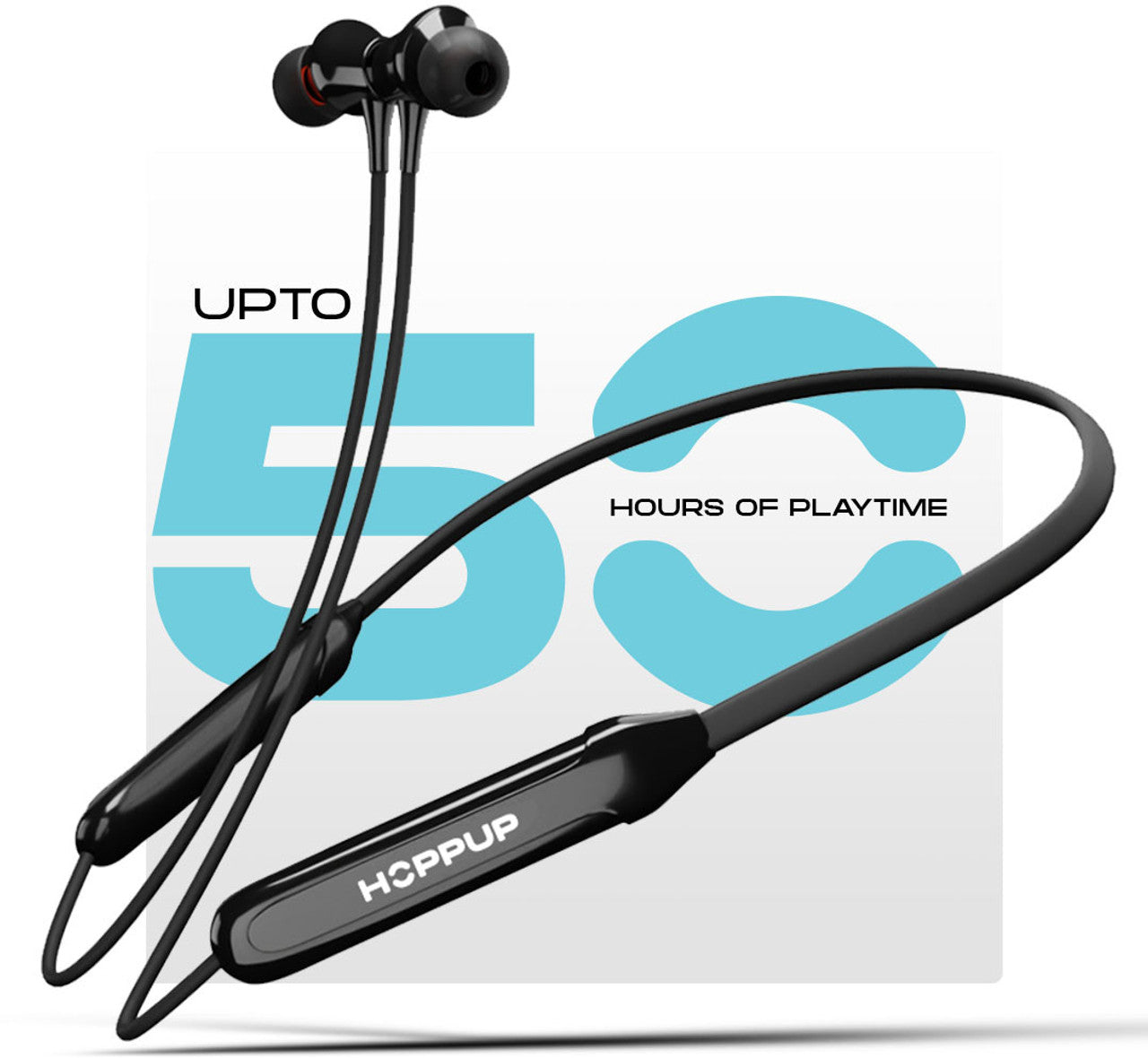 HOPPUP ALPHA Neckband with 50H Playtime, Gaming Mode, ENC & Made In India Bluetooth