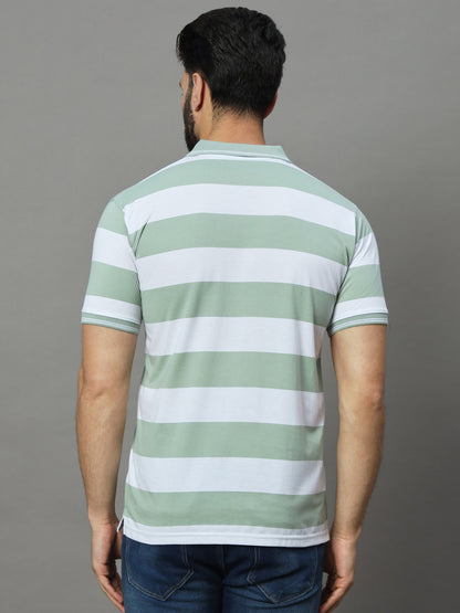 UNIBERRY Men's Polo Collar Striper T Shirt