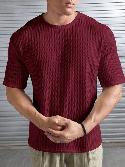 At last fashion Men Popcorn Round Neck Regular Tshirts