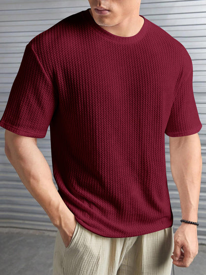 At last fashion Men Popcorn Round Neck Regular Tshirts